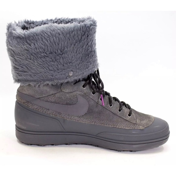 Nike Storm Warrior Snow Boots Womens Size 9.5 High Faux Gray Lace-Up Shaft 11” - Picture 3 of 11